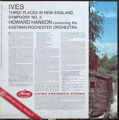 Charles Ives, Howard Hanson, Eastman-Rochester Orchestra : Three Places In New England / Symphony No.3 (LP, RP)