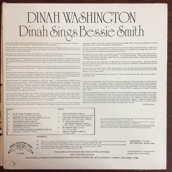 Dinah Washington : Dinah Sings Bessie Smith (LP, Comp, Mono, RE)