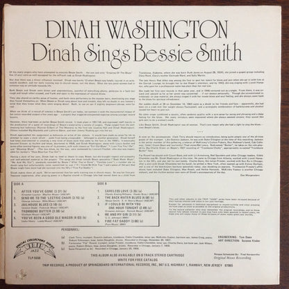 Dinah Washington : Dinah Sings Bessie Smith (LP, Comp, Mono, RE)