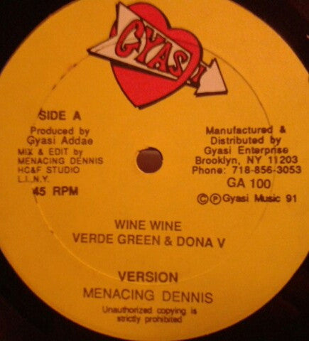 Verdie Green & Donna V / Donna V : Wine Wine / Rub A Dub Time (12")