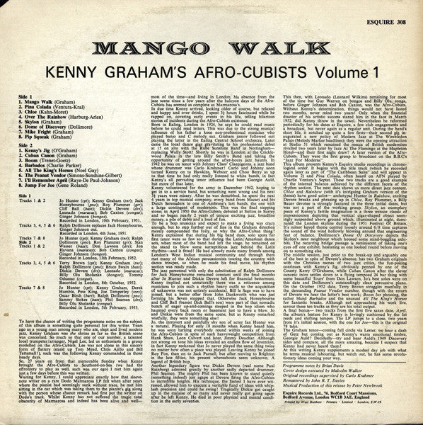 Kenny Graham's Afro-Cubists : Mango Walk (Kenny Graham's Afro-Cubists Volume One) (LP, Comp)