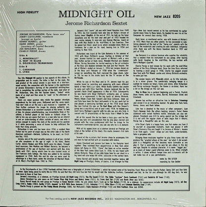 Jerome Richardson : Midnight Oil (LP, Album, Mono, RE)