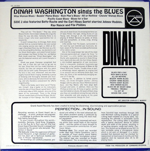 Dinah Washington : Dinah Washington Sings The Blues (LP, RE)