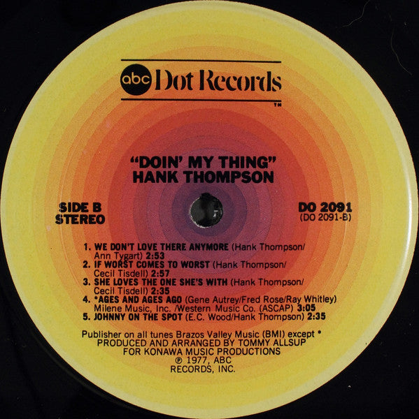 Hank Thompson : Doin' My Thing (LP, Album)