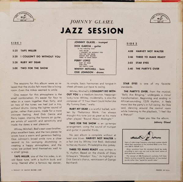 John Glasel : Jazz Session (LP, Mono)