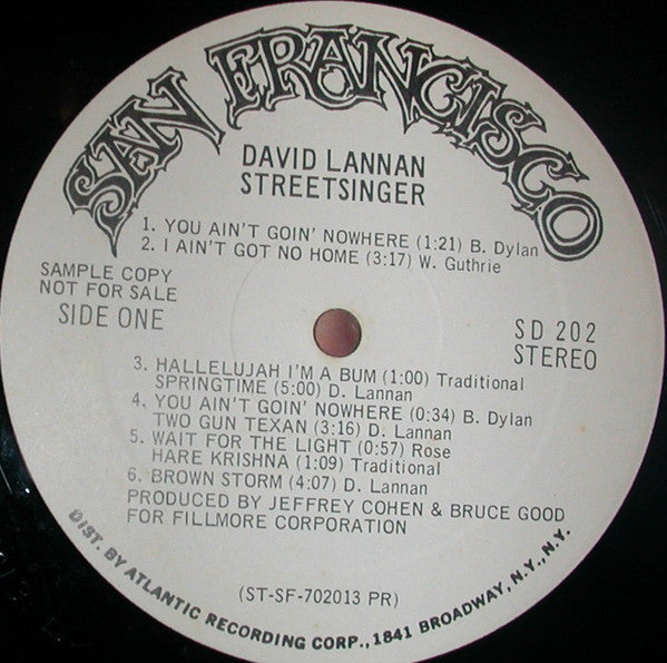 David Lannan : Street Singer (LP, Album, Promo)