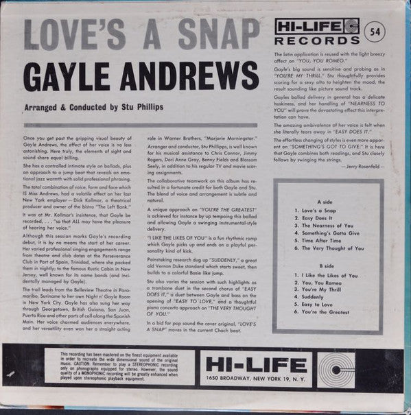 Gayle Andrews : Love’s A Snap! (LP, Album)