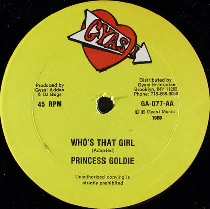 Princess Goldie : Send This / Who's That Girl (12")